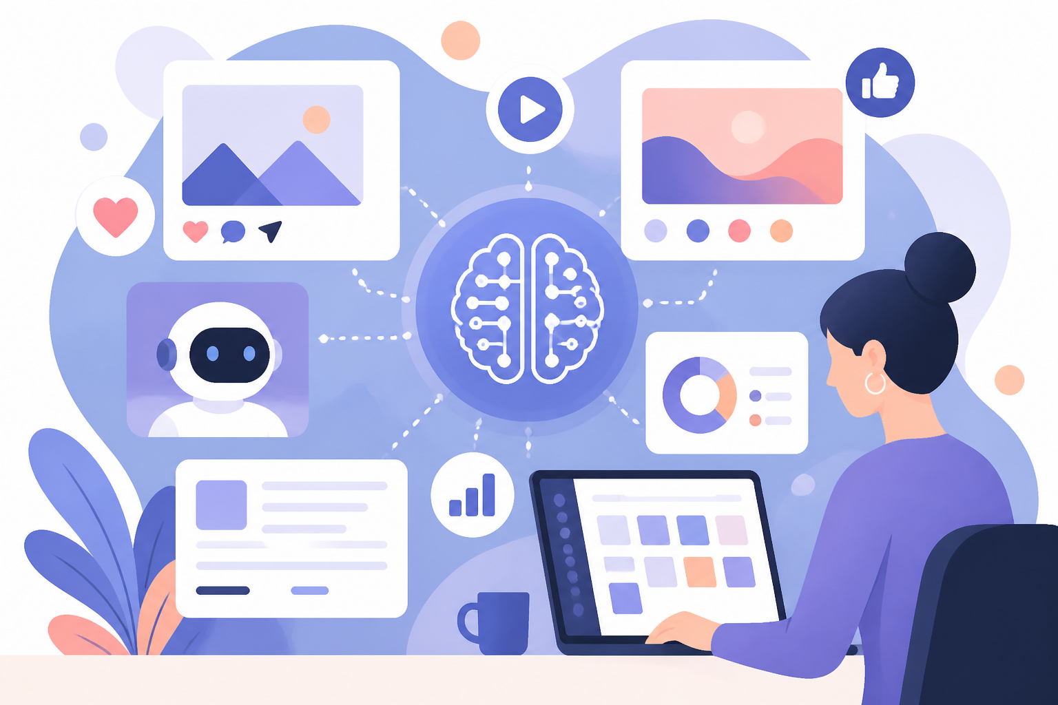 AI-gegenereerde afbeelding met abstracte vormen en kleuren